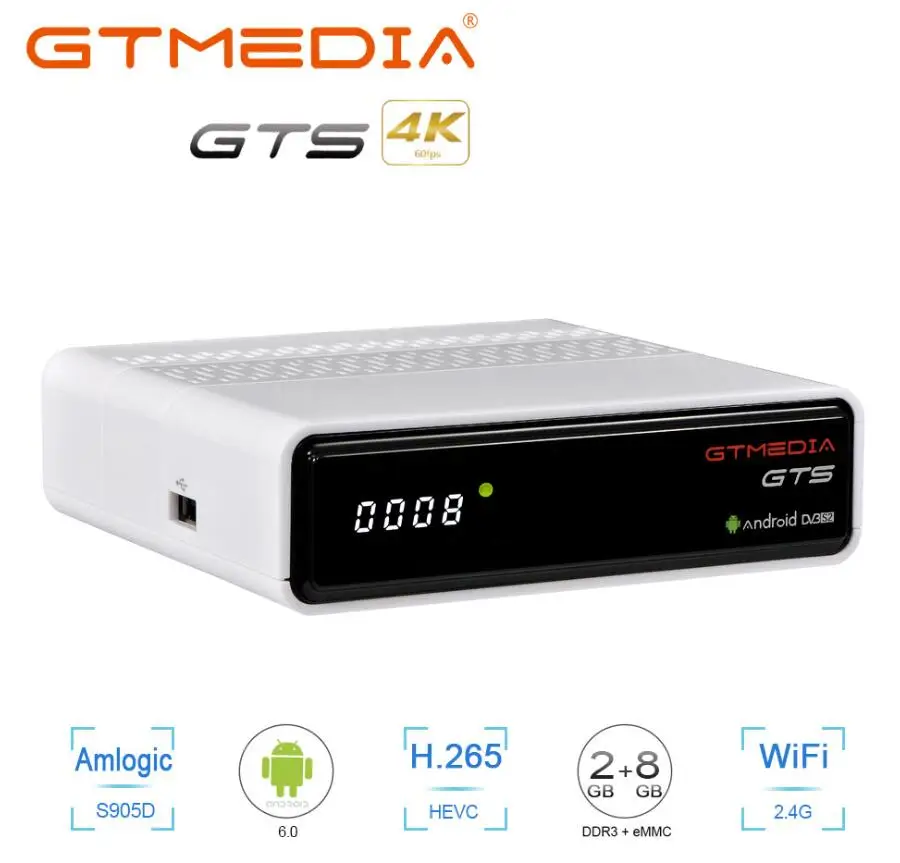 Спутниковый ресивер GTmedia GTS модель 6 0 дюйма ТВ-приставка android 2 Гб ОЗУ 8 ПЗУ BT4.0 GTMEDIA |