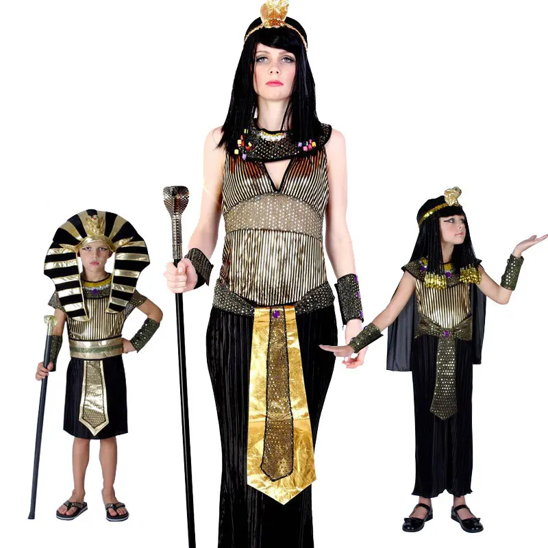 Хэллоуинский костюм семейного косплея фараона Египта Клеопатры, детский костюм принцессы и принца, одежда для вечеринок.