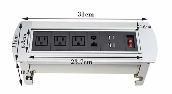 

Стандарт США, 3 розетки переменного тока, 2 розетки, 2 зарядных USB-порта, 1 переключатель, вращающийся, с разъемом 1,5 м длиной "гнездо-штекер"