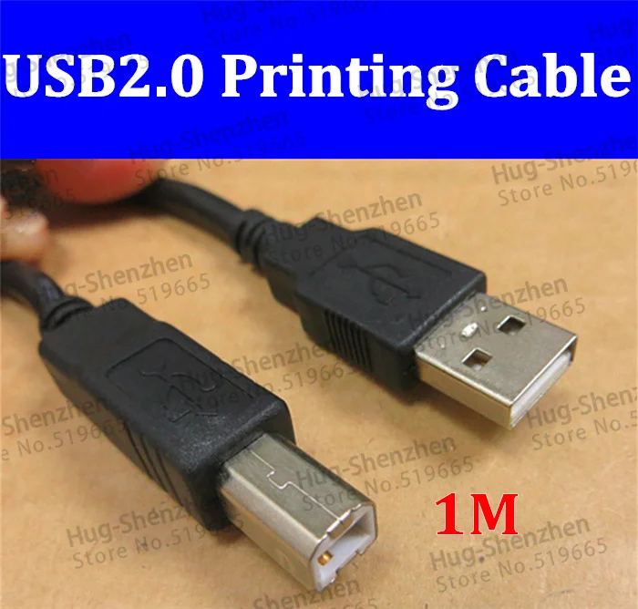 

Black 1m USB 2.0 Printer cable High Speed Cable Cord Plug USB2.0 Printing Cable for printer -10pcs