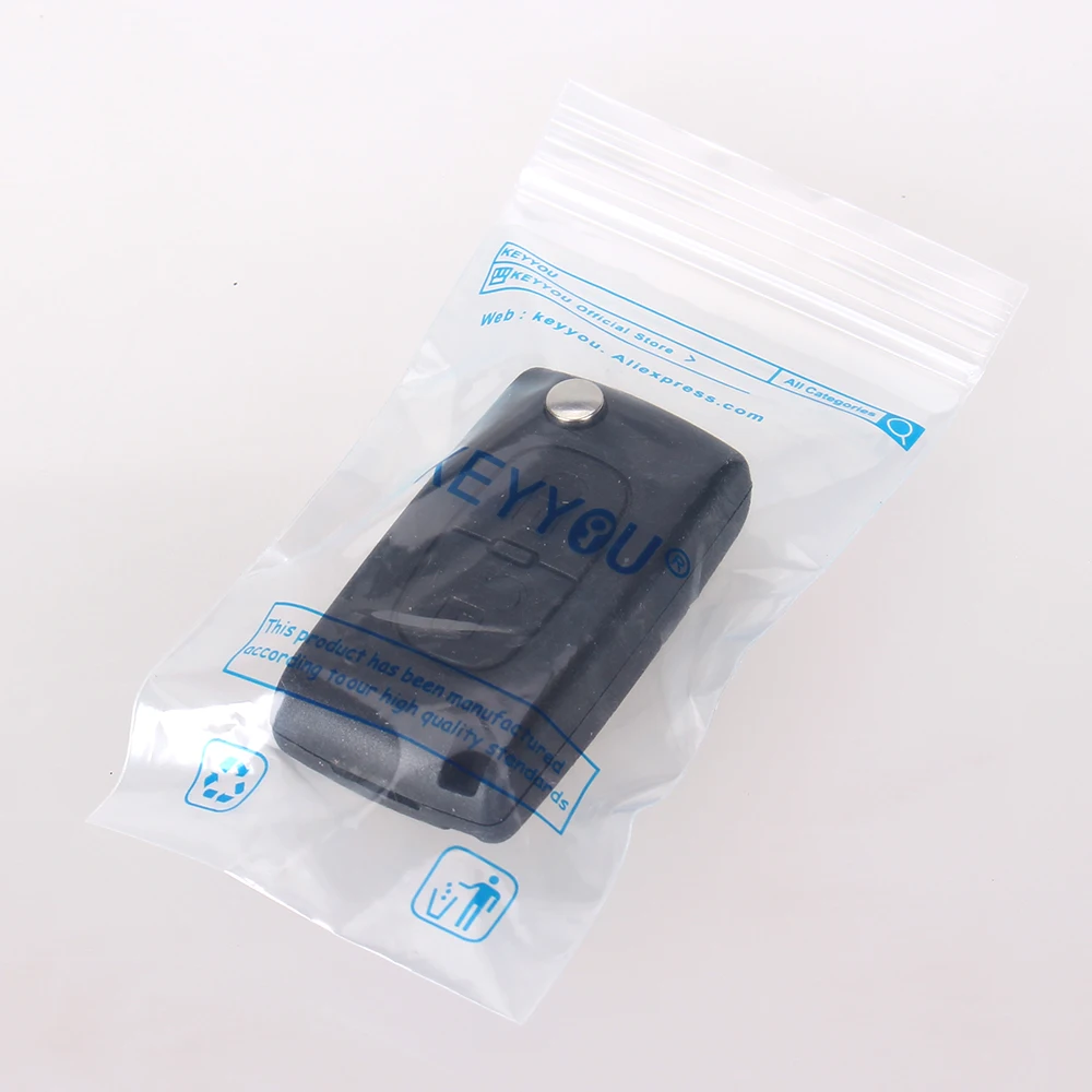KEYYOU 2 кнопки флип ключ чехол пустой корпус с желобком для peugeot 107 207 307 307S 308 407 607 2BT DKT0269