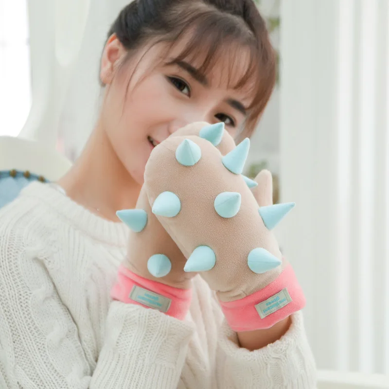 Lovely Halloween Gift Luminous Hedgehog Women Winter Gloves Mittens Autumn Warm Female Soft Ladies | Аксессуары для одежды