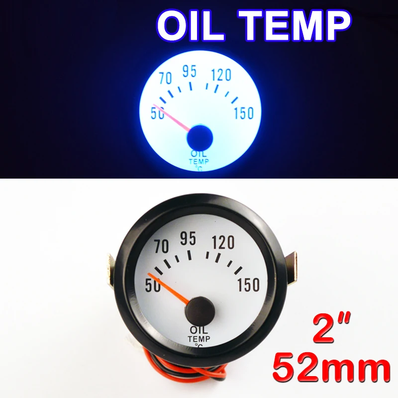Бесплатная доставка 2 &quot52 мм Температура масла колесная часы черный В виде