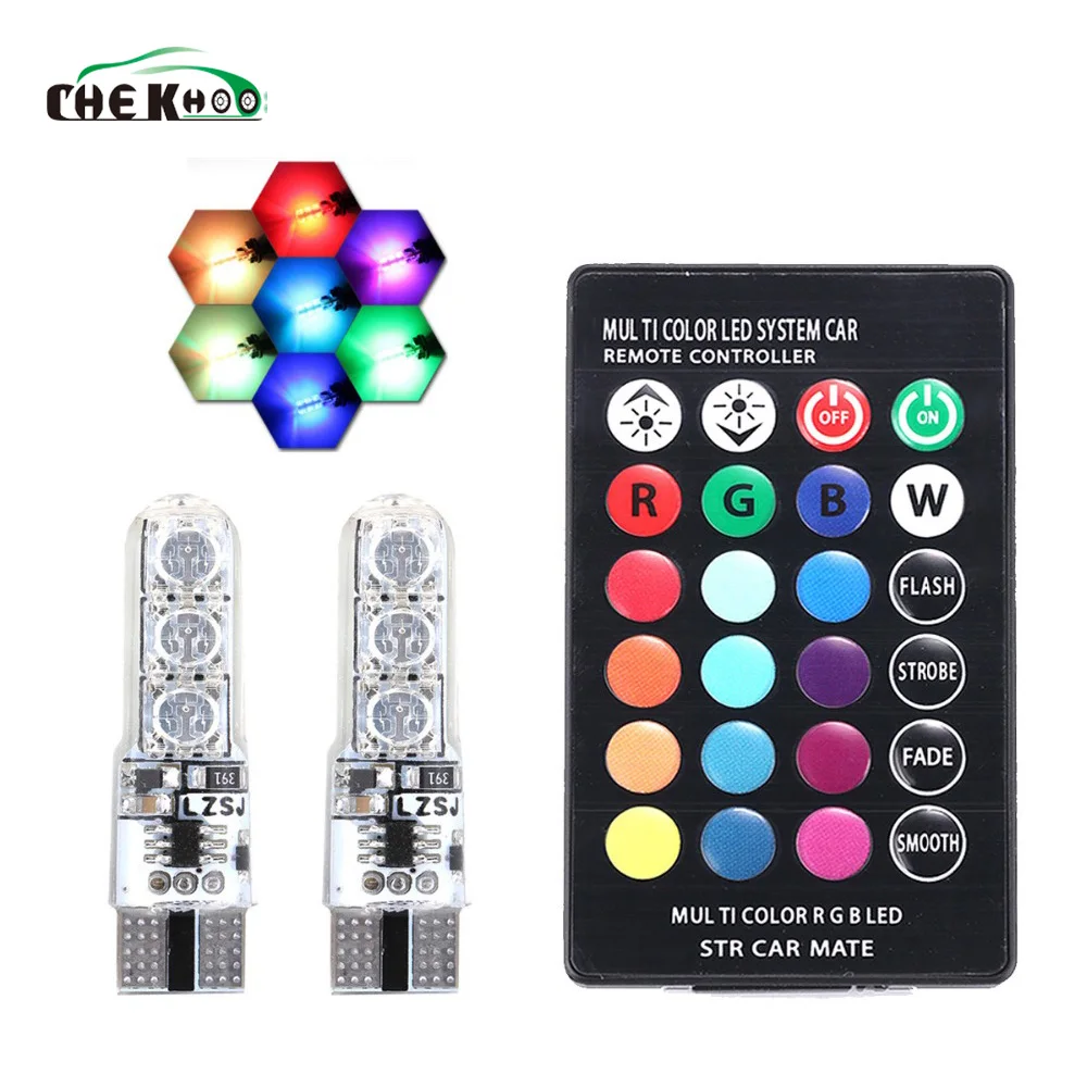 T10 W5W 5050 SMD Auto Car RGB Led Interior Dome Wedge Reading Light Strobe Lamp Clearance Bulb Width With Remote Control | Автомобили и