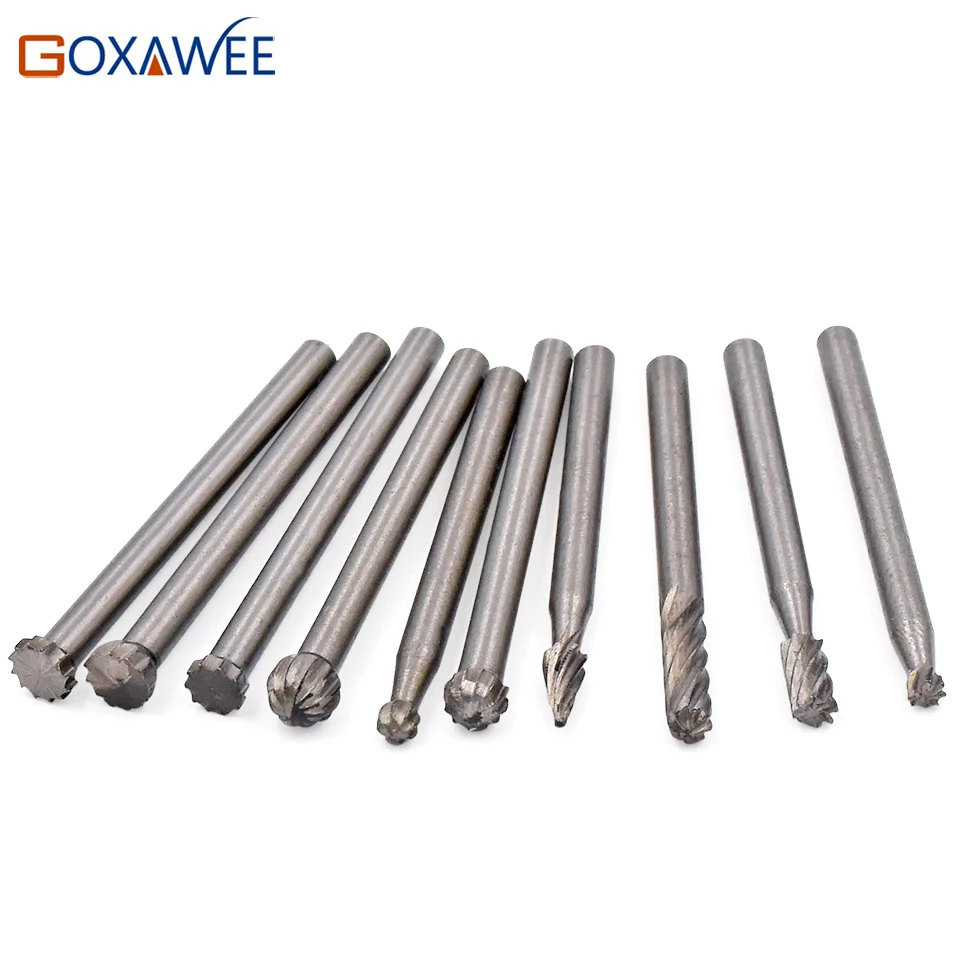 GOXAWEE, 20 шт., HSS Dremel, Фрезерный инструмент для дерева, роторный инструмент, нож, напильники, деревообрабатывающие резные резцы, инструменты, аксессуары
