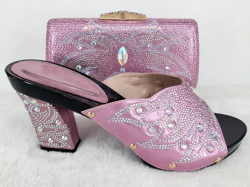 Новое Прибытие Королевский Синий Цвет Дамы Shoe and Bag Набор украшенный Бриллиантами