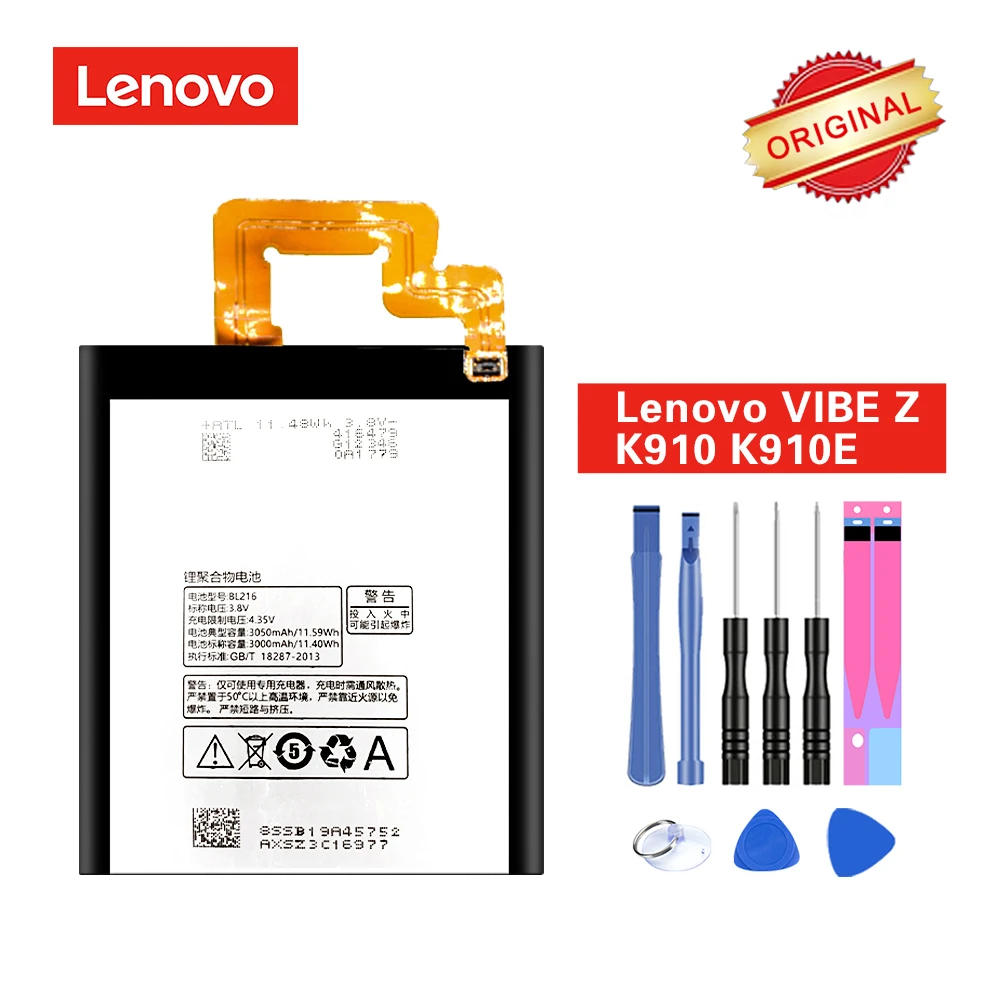 Оригинальный аккумулятор BL216 для Lenovo VIBE Z K910 K910E K6 X910 Аккумулятор akku 3000 мАч +