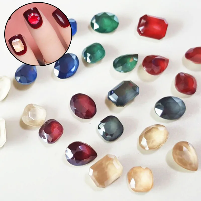 

Новинка, стразы с острыми концами для дизайна ногтей, 20 лампочек, разные формы и размеры, стеклянные Красочные камни для 3D украшения ногтей