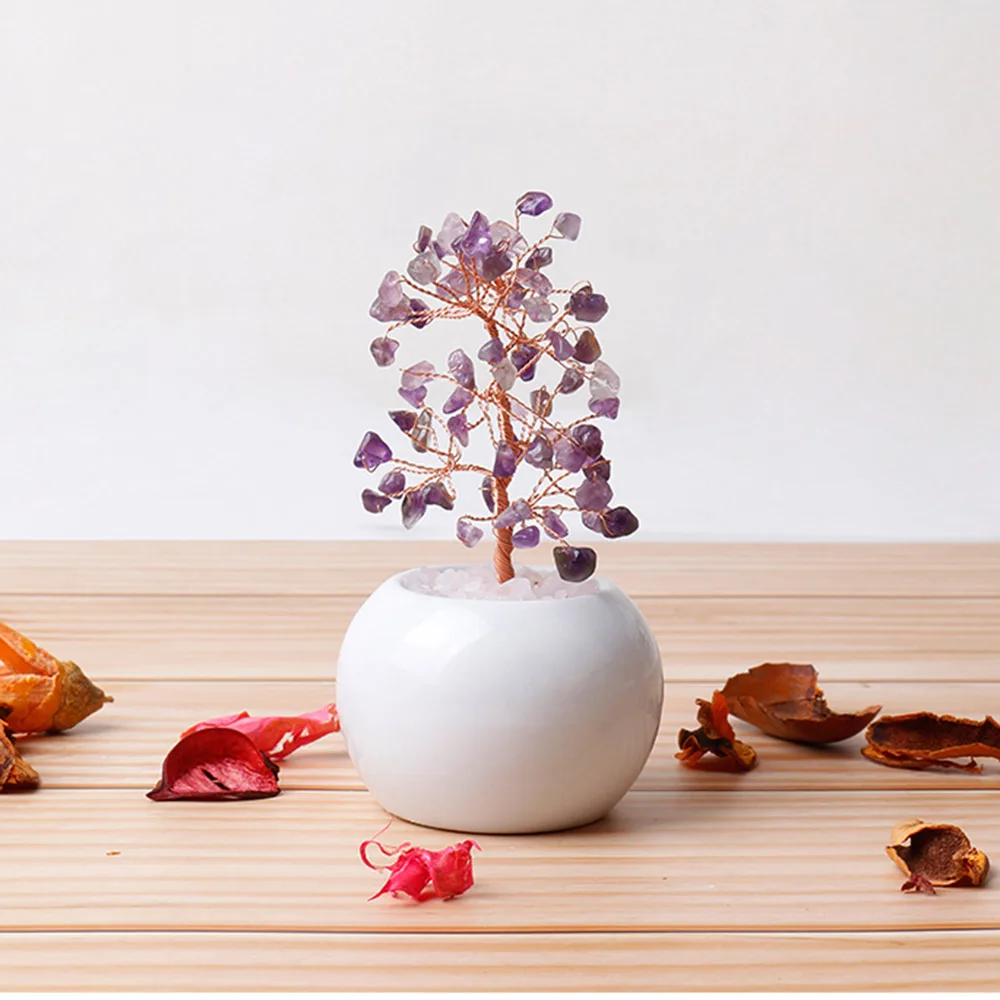 

Natural Quartz Crystal Tree Bonsai Style Feng Shui Rose Quartz Tree Healing Crystal for Home Decoration Wealth and Luck