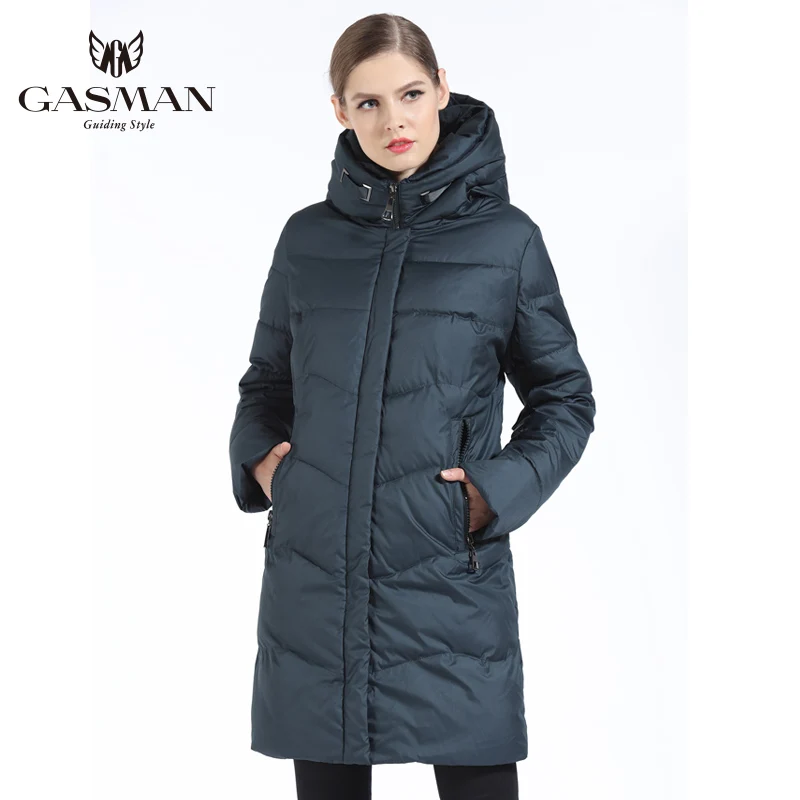 448 dark green GASMAN Женский Пуховк Длинный Для Женщин Мод С Капюшоном Толстая Куртка Женская Зимняя Пуховки Женские Большой Размер Био-пух Пальто Женское Высокого Качества Стильная Парка Зимняя Женская Размер 7XL 6XL - Цвет: 448 dark green