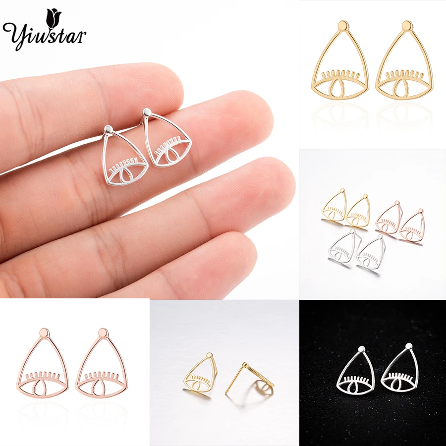 

Yiustar Fashion Jewelry Hollowed Metal Eye Earrings for Women Jewelry Exquisite Gold Rose Color Ear Stud Handmade Stud Earrings