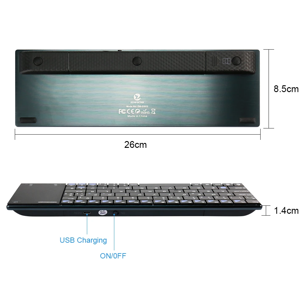 Беспроводная клавиатура Zoweetek Mini i12plus 2 4 ГГц русская испанская английская Teclado с