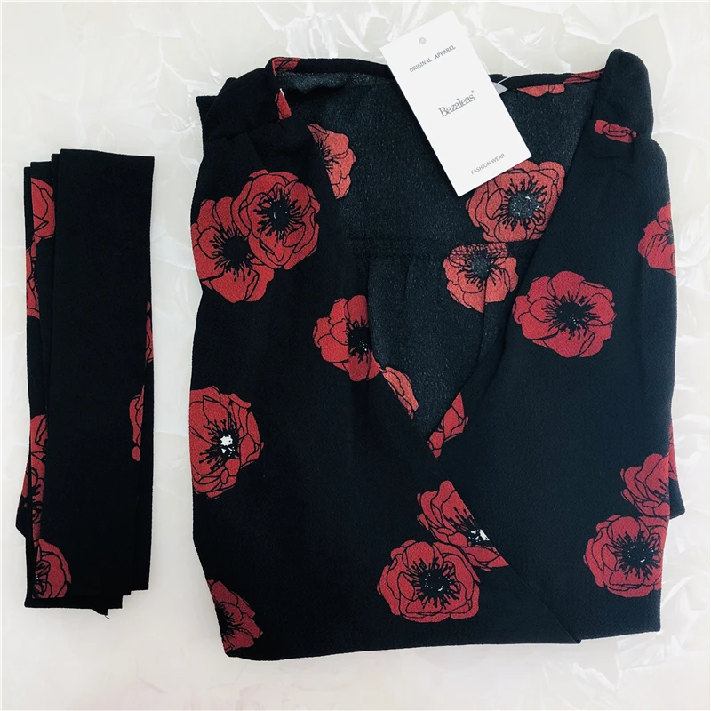 Миди черный anemone палантин с принтом платье пышное летнее платье vestidos модные пуговицы и галстук спереди платья