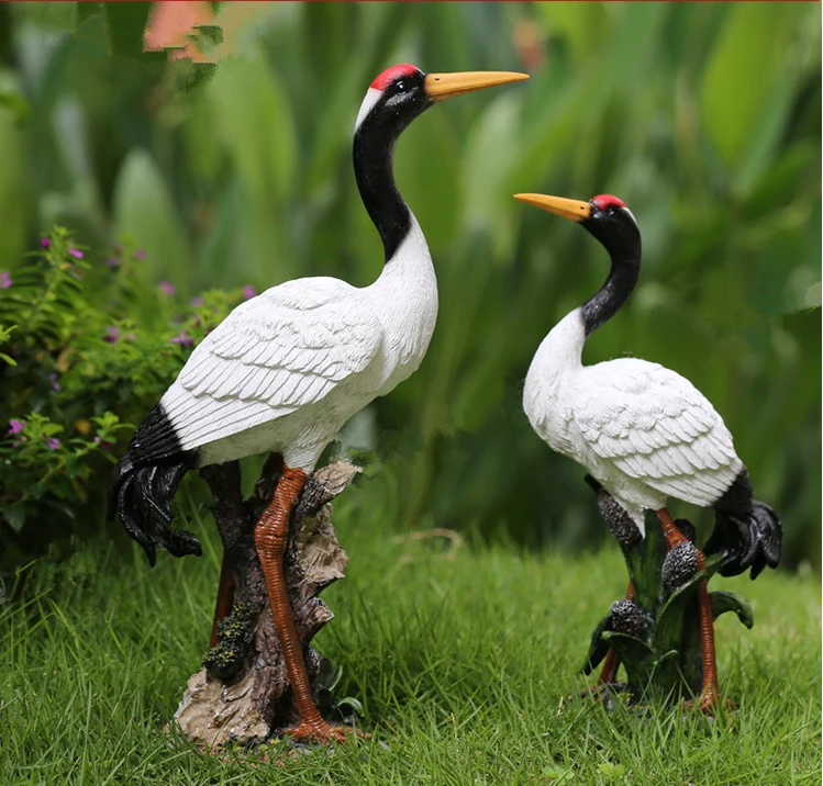 Коллекционная декоративная пара полимерных фигурок журавлей Heron Bird | Дом и сад