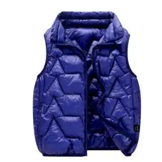 Navy Blue Детский Светильник с воротником-стойкой; теплые пуховые жилеты из хлопка; повседневные волнистые ветрозащитные жилеты для мальчиков; зимний мягкий и удобный жилет для девочек - Цвет: Navy Blue