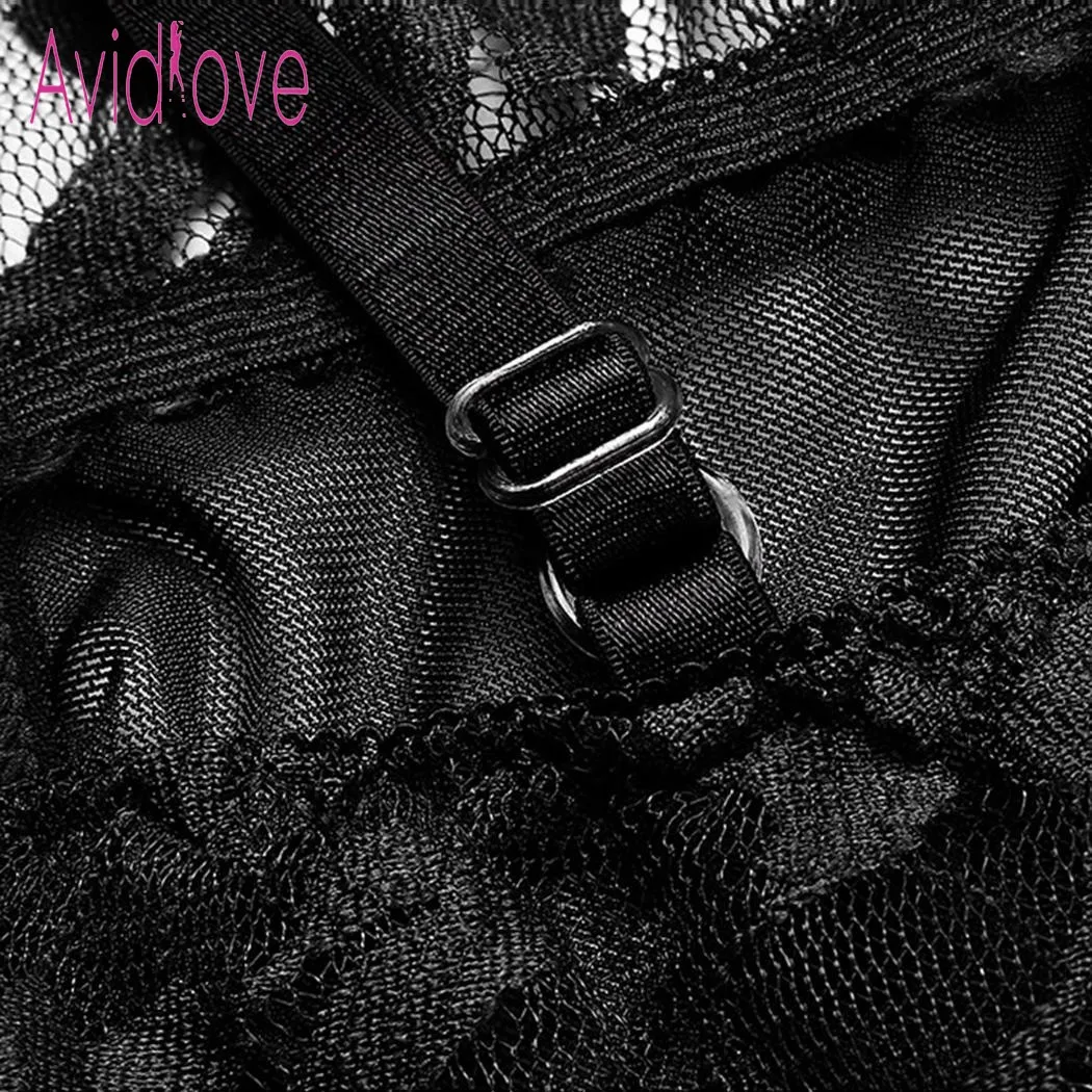 Avidlove большой пикантное эротическое женское бельё Горячая костюм для секса прозрачный цветочное кружево Ночная рубашка, одежда для сна, мини-платье большого размера с завышенной линией талии сорочка