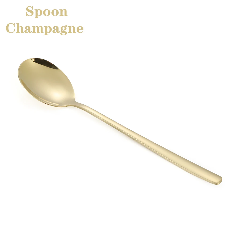 Spoon champagne Радужные цветные ложки, вилка, совок для супа, ложки для чая и кофе, посуда из нержавеющей стали, столовые приборы - Цвет: Spoon champagne