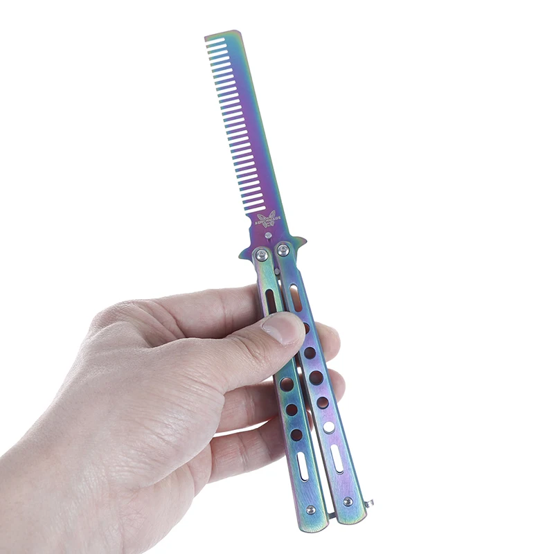 

Practice Training Butterfly Knife CombHairdressing Styling Tool Foldable Comb Stainless Steel Beard & Moustache Brushes
