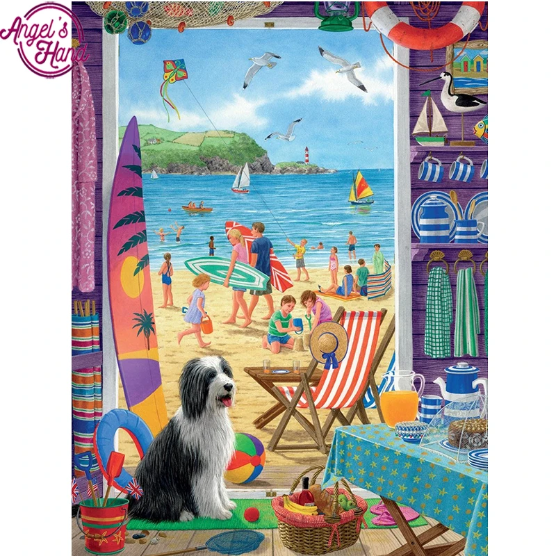 

5D DIY Diamond Embroidery dog on holiday Diamond Painting Cross Stitch full Square Rhinestone Mosaic home decoration gift