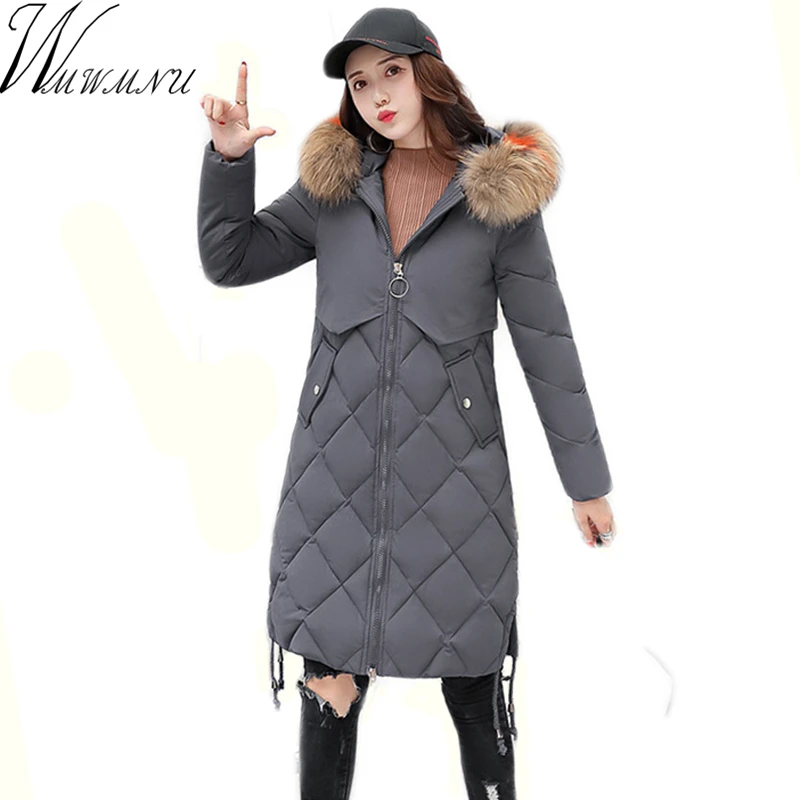 2018 New Arrival Women Winter Jacket Hooded Big Fur Collar Female Outwear Coat Long Parka Warm Thicken large size Parkas | Женская
