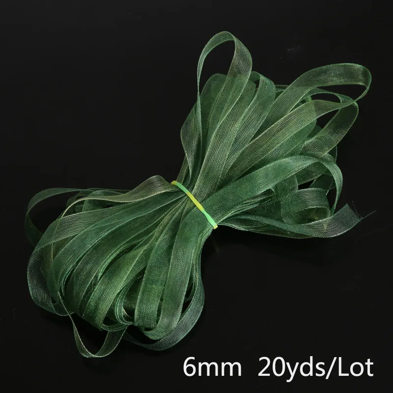 Dark Green Горячая Распродажа, 6 мм, 20 ярдов, разноцветные ленты из органзы, швейная ткань, подарочная упаковка «сделай сам», ленты для свадебного украшения - Цвет: Dark Green