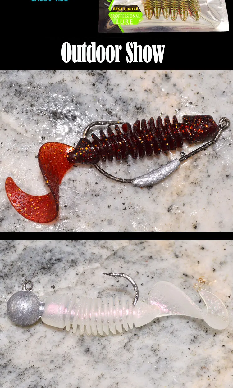 6 шт./лот Afishlure винт хвост Мягкая приманка личинка 60 мм 3 г jerkbait воблер с джиг-головкой Capuchin Maggots рыболовные силиконовые приманки