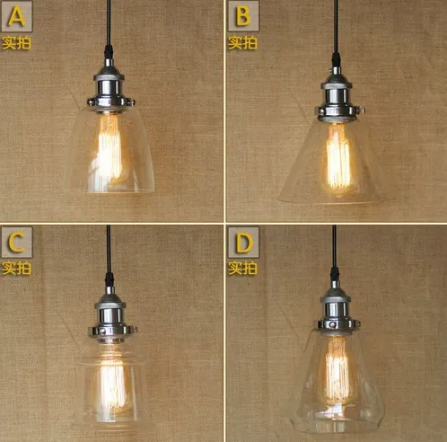 

American Loft Glass Pendant Light Fixtures Industrial Vintage Lighting For Dining Room Bar Simple Hanging Lamp Lustres De Sala