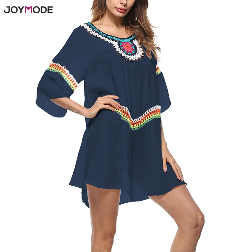 JOYMODE платье для медового месяца пляжное покрывало купальное платье туника парео для купальников халат Женское бикини юбка купальник Летний Praia De Croche - Цвет: Blue