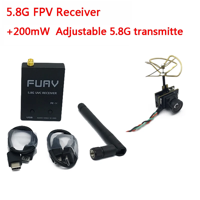 5 8G fpv приемник UVC видео Downlink OTG VR Android телефон + 200 mW регулируемый передатчик 700TVL 1/3