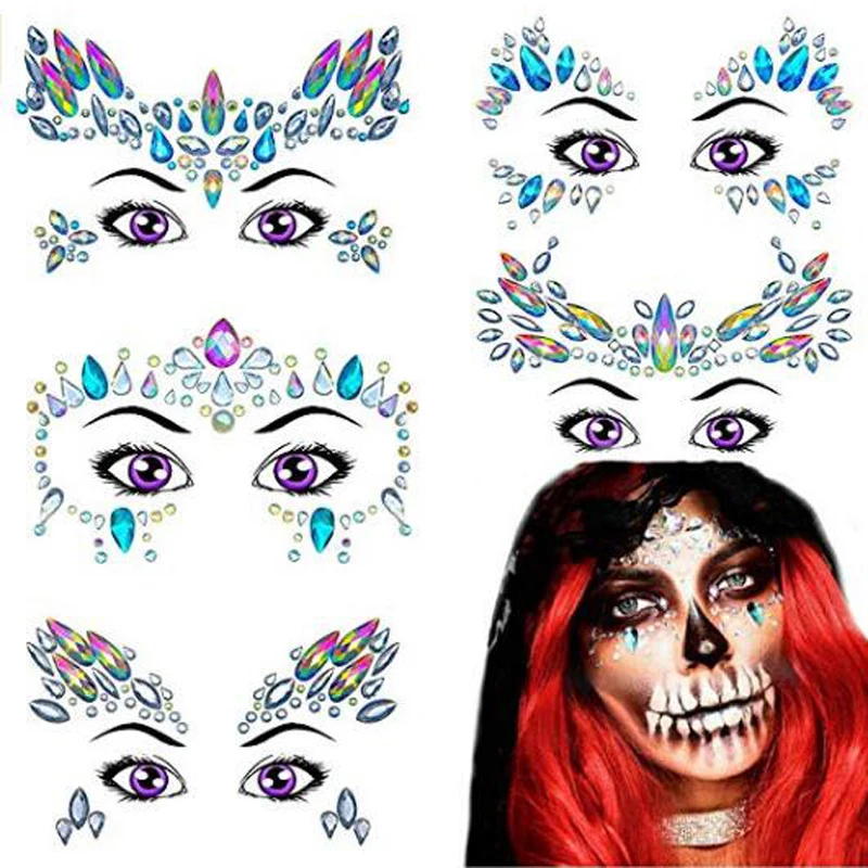 5 шт./лот 3D Кристалл Блеск Jewels татуировки Стикеры лица и тела Art Самоцветы