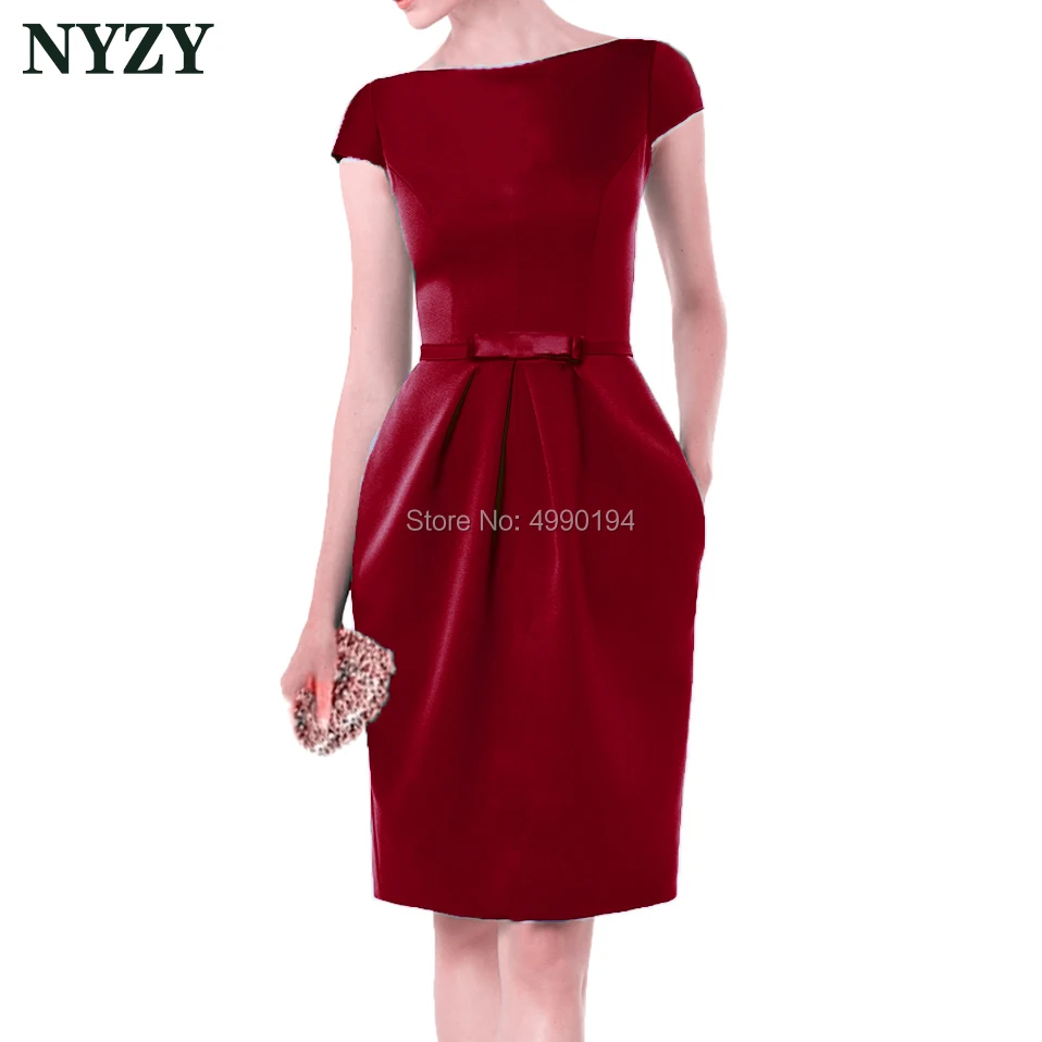 Бирюзовый халат Vestido коктейльные платья NYZY C155 элегантное атласное свадебное платье с карманами праздничная одежда вечернее платье - Цвет: burgundy