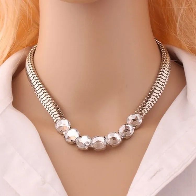 Korean Fashion Necklace Temperament Big Luxury Brand Crude Punk Metal Chain Women Rhinestone Jewelry Wholesale Gift | Украшения и