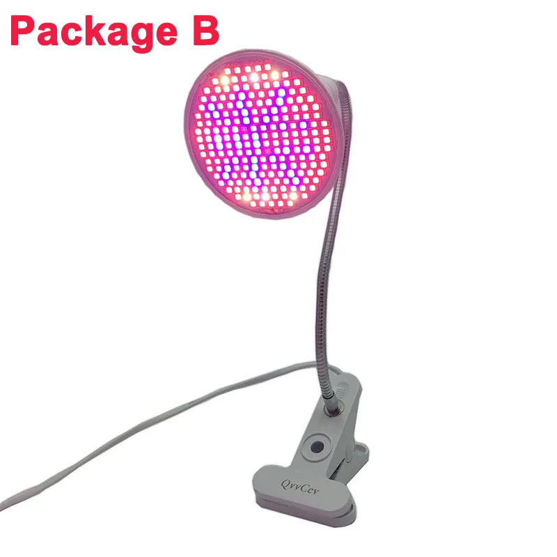 Lamp with Head Clip Светильник для выращивания растений, для помещений, Двойной УФ, ИК, E27, лампа, Фито, лампа, полный спектр, 200 светодиодный, для выращивания цветов, овощей, с зажимом, семена, гидро-комнатный - Испускаемый цвет: Lamp with Head Clip
