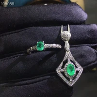 kjjeaxcmy boutique jewels 925 pure silver inlaid natural emerald lady ring pendant suit support test