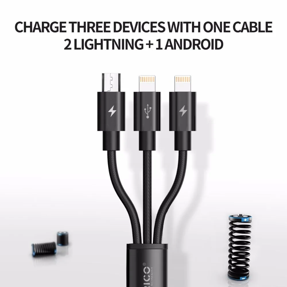 USB кабель ORICO UTS3 3 в 1 макс. ток А для зарядки и передачи данных iPhone X 8 7 Samsung Xiaomi Huawei с 2