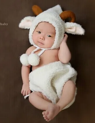 

Newborn Baby Neonatal photography Props Cute Children clothes 3~12 months baby Sheep Goat lamb Dress Free shipping Baby shower