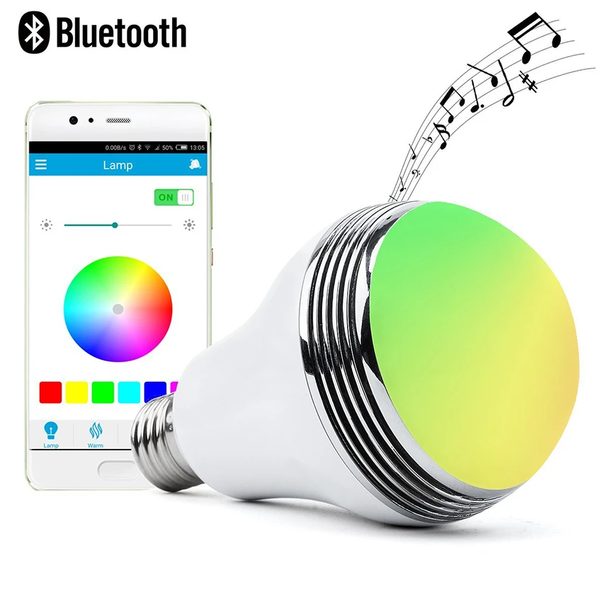 Светодиодная лампа E27 RGB беспроводная WIFI Bluetooth 4 0 с регулировкой