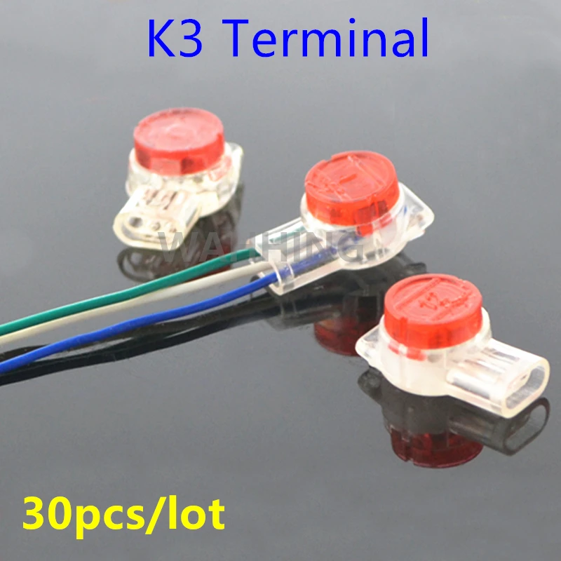 

30pcs K3 Terminal Cable Connection Mini Wire Terminals Quick-Fit Splicing K3 Connector Terminal Block For Telephone LED HY1126