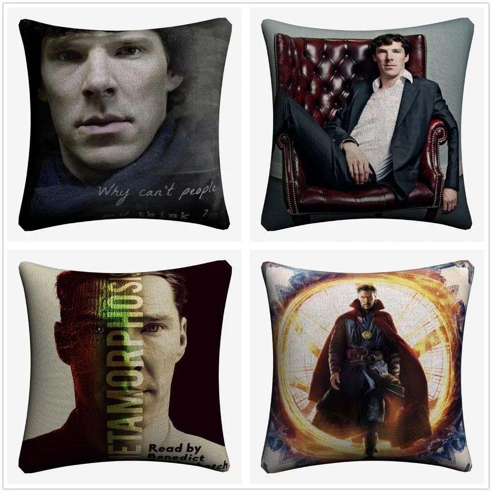 Наволочка из хлопка и льна для ТВ шоу Benedict Cumberbatch 45x45 см декоративная наволочка