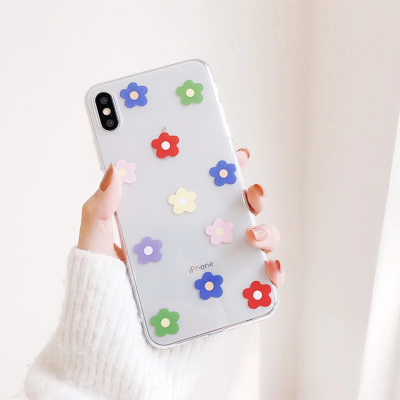 Прозрачный чехол для мобильного телефона из мягкого ТПУ с цветами Apple iPhone X XR XS Max 8
