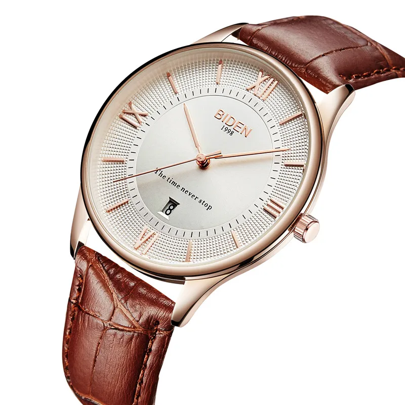 

BIDEN new watch men's luxury brand date watch watch waterproof leather quartz men's watch men's Relogio Masculino
