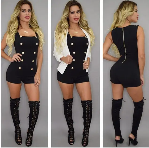 Women sleeveless Playsuit solid skinny bodycon Overalls 2019 sexy club party Slim Elegant  Beach Jumpsuit
