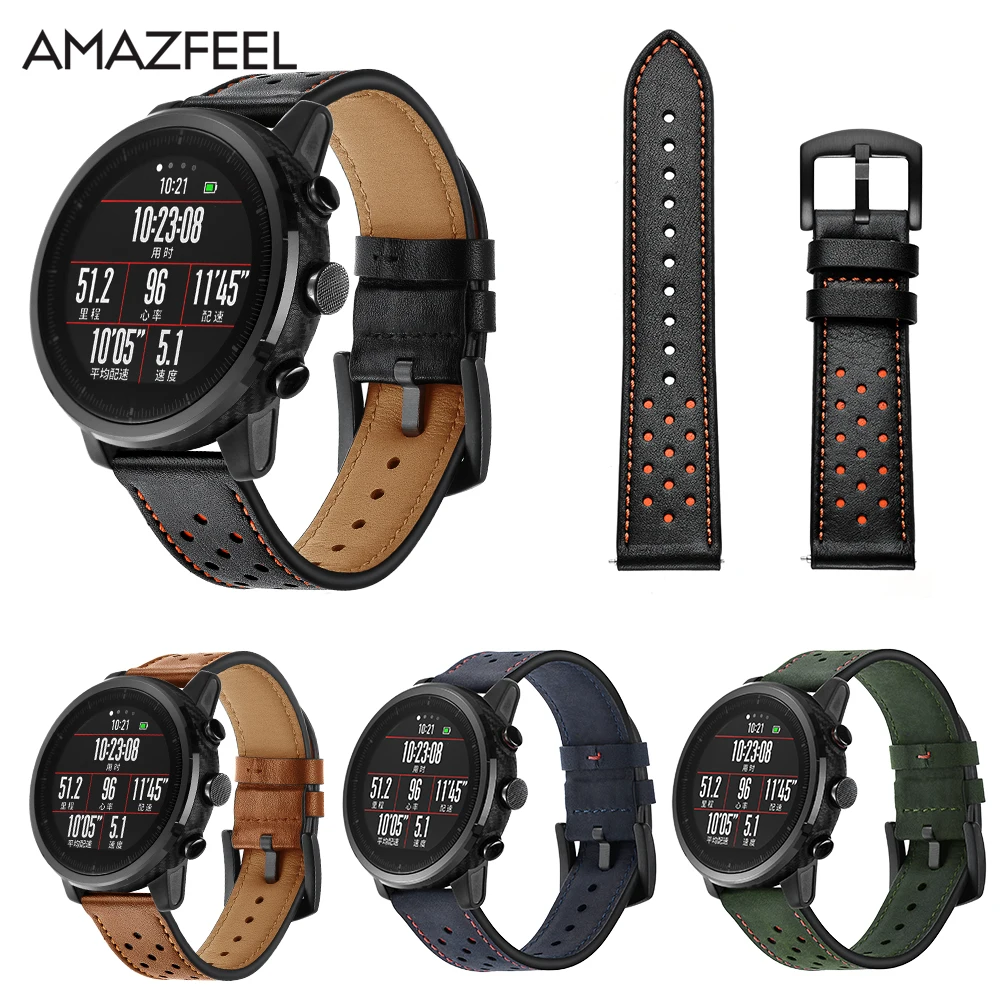 Ремешок для часов 22 мм Amazfit 2 mi Huami PACE Stratos браслет смарт Xiaomi ремешок из натуральной