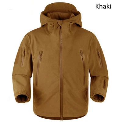 Khaki Для мужчин флис тактическая куртка Softshell Пеший Туризм куртка ветрозащитный Охота Куртки Рыбалка Спорт на открытом - Цвет: Khaki