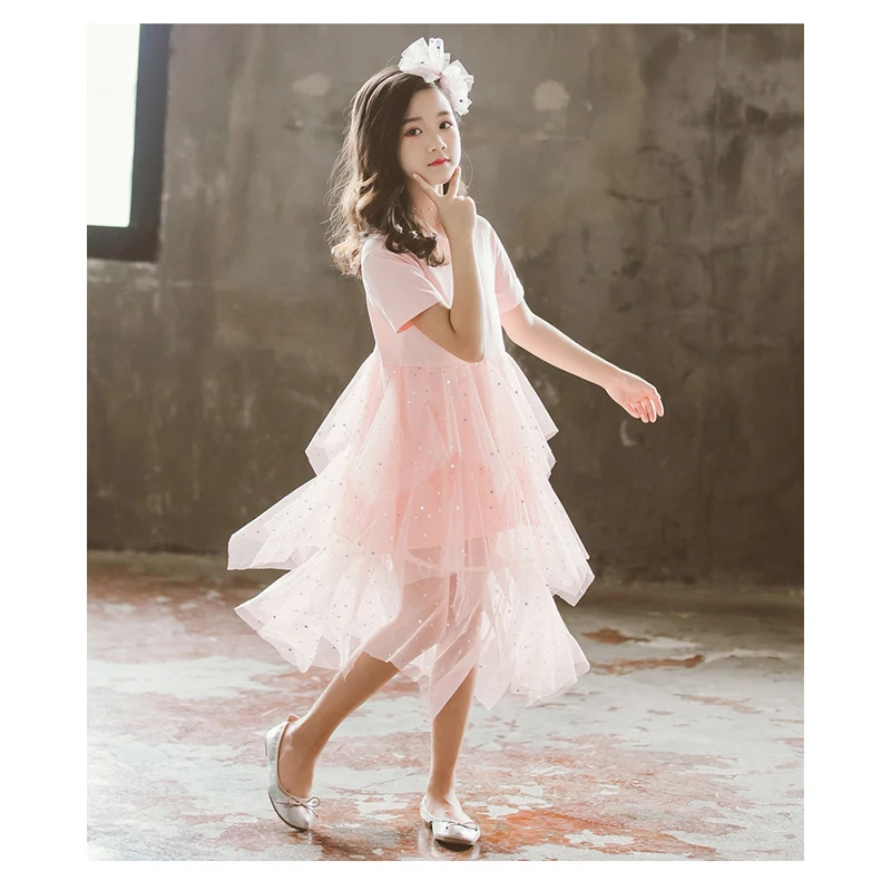 shine sequin irregular christmas dress ruffle noble vintage gown for 6-16 yrs big girls graduation party evening lace long frock | Детская