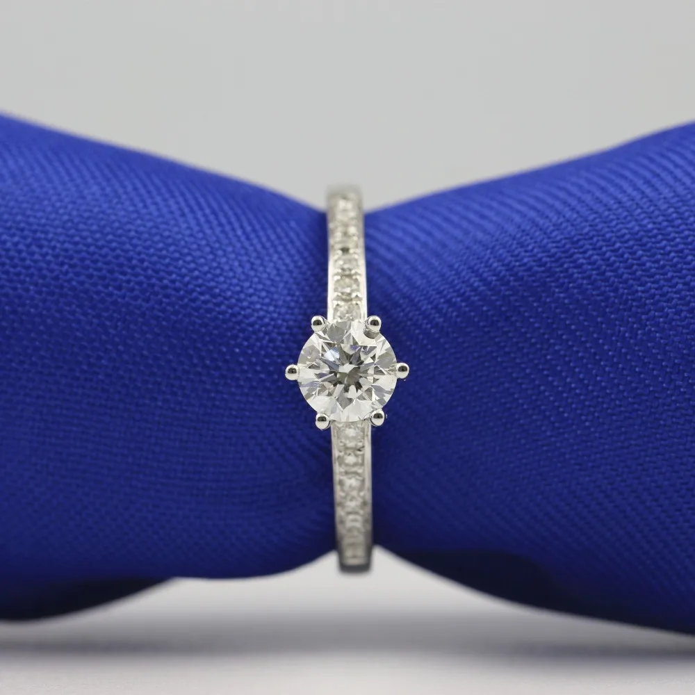 Женское кольцо с натуральным бриллиантом LASAMERO 0.502CT DE/SI 18 К белое золото