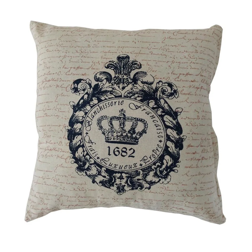 Двухсторонняя квадратная винтажная наволочка SewCrane с принтом короны|cushion cover|pillow
