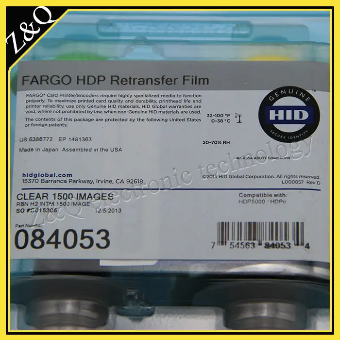 Прозрачная переводная пленка Fargo84053 HDP для принтеров ID карт HDP5000|fargo hdp retransfer film|fargo
