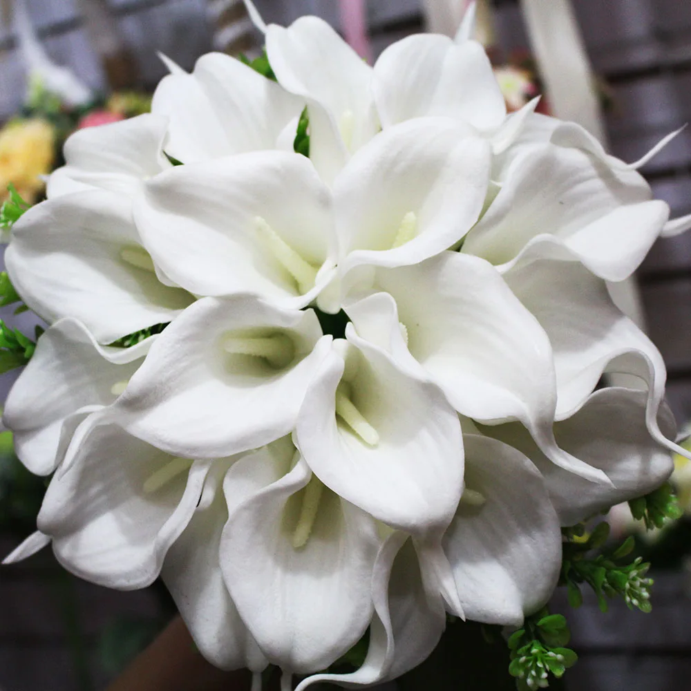 Real Images Artificial Calla Flower Wedding Bouquet Beautiful Accessories Bridal with Ribbon | Свадьбы и торжества