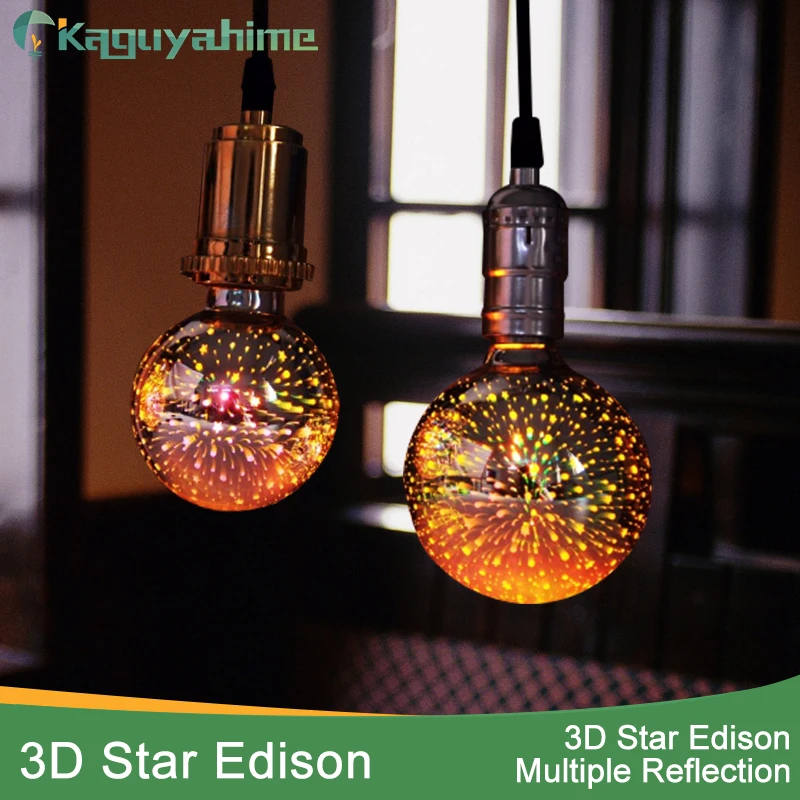 3d фейерверк Kaguyahime цветная светодиодная лампа Эдисона E27 ST64 A60 G80 G95 праздничное